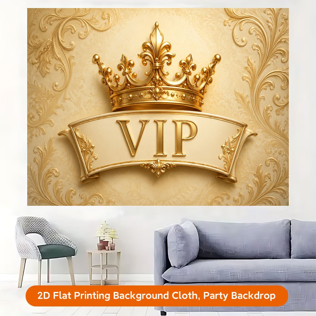 2D Flat VIP Badge Golden Design Photography Backdrop